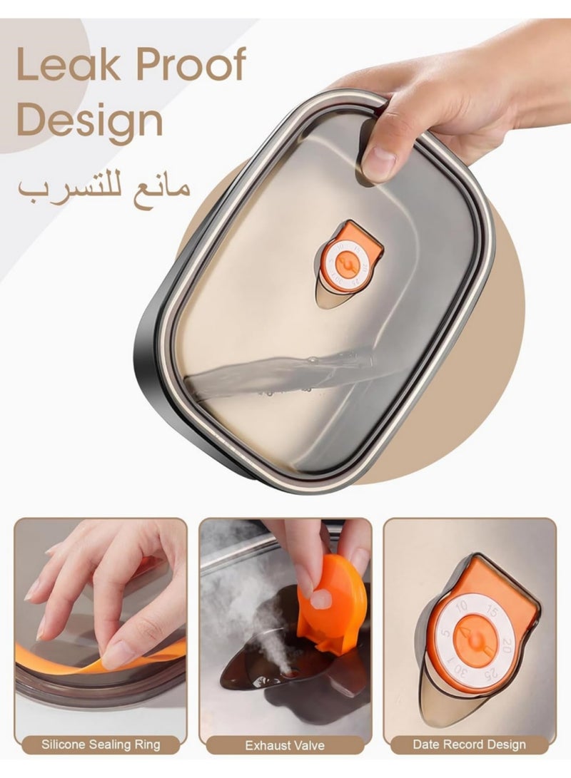 Adando Stainless Steel Lunch Box Adult: 1200ML+1400ML Leakproof 304 Metal Bento Box with Airtight lid - Lightweight Lunchbox for Men Women - for Work Office School Picnic Outside with Thermal Bag & Cutlery - Image 4